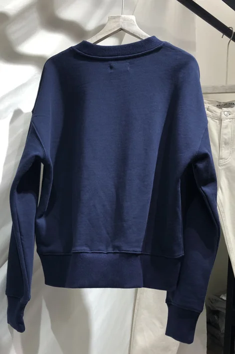 Women Hoodie White Fleece Short Paragraph Blue Plus Velvet Round Neck Hoodie Women Hoodie White Fleece Short Paragraph Blue Plus Velvet Round Neck Hoodie