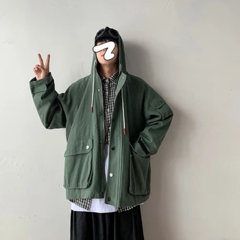 

2019 Men's Work Clothes Coats Loose Streetwear Bomer Jacket Leisure High-quality Outerwear Oversized Style Windbreaker M-3XL