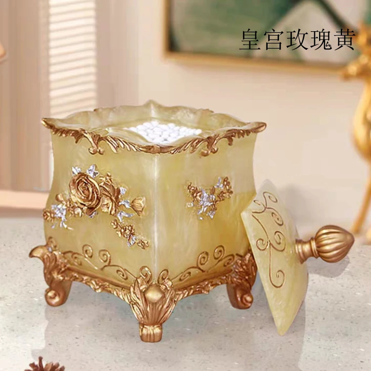 

European style creative living room toothpick box fashion convenient toothpick cylinder cotton swab box resin cute toothpick can