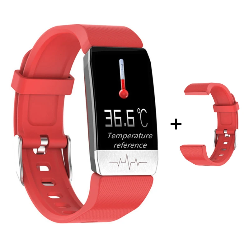 T1S Smart Watch Band With Temperature Measure ECG Heart Rate Blood Pressure Monitor Weather Forecast Drinking Remind Smartwatch 
