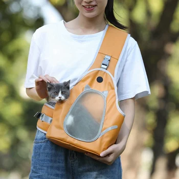 

Pet Shoulder Bag Chest Backpack Denim Blue Convenient Foldable Cat Dog
