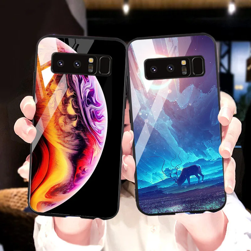Tempered Glass Case For Samsung Galaxy S10 Cases Star Space Fundas  Samsung Note 20 Ultra S20 10 Lite S8 S9 Plus S10e 8 Covers