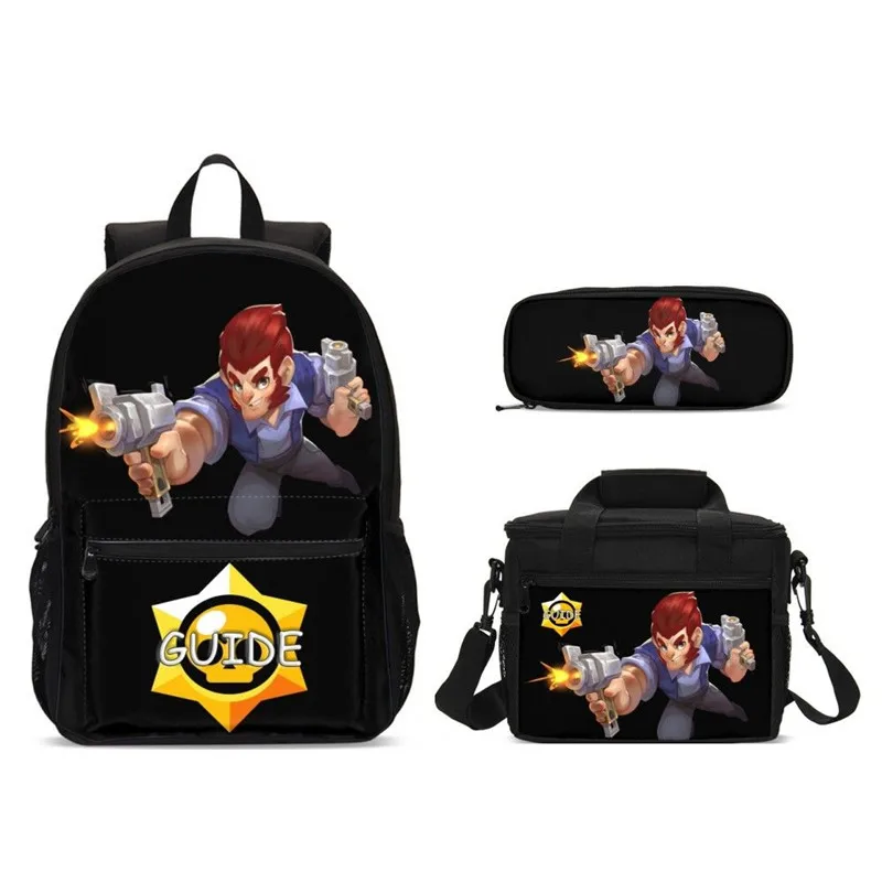 

3Pcs/Set Portfolio School Bags For Boys Girls Cool Cartoon Brawl Stars Letter 3D Printing Backpacks Kids Bookbag Mochila Escolar