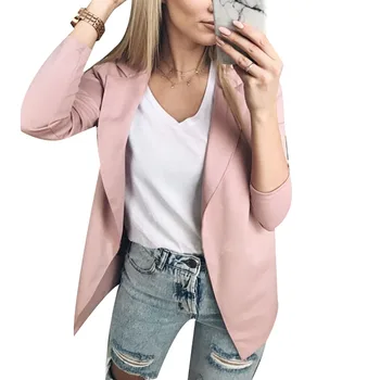 

New Arrival Autumn Winte Solid Color Slim Design Long Sleeve Cardigan Small Suit For Ladies with Shirts Jeans Shorts Tight