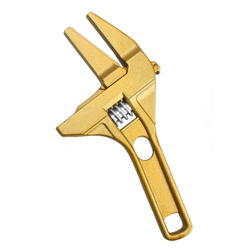 Gold with teeth Стальной алюминиевый ключ из сплава в виде гаечного ключа, регулируемый ключ для ванной, универсальный гаечный ключ с большим открыванием, короткая ручка, ручные инструменты - Цвет: Gold with teeth