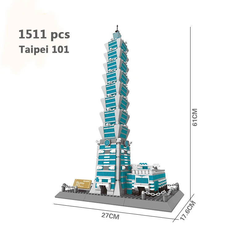 Wange City, совместимая с ed architecture studio Taj Mahal Big Ben Eiffel Tower, Лондон Нью-Йорк, Париж, Великобритания, строительные блоки - Цвет: 8019 no box