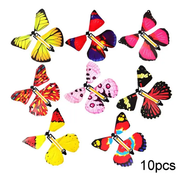 10 PCS Flying in the Book Fairy Rubber Band Powered Wind Up Butterfly Toy Great Surprise Gift 1