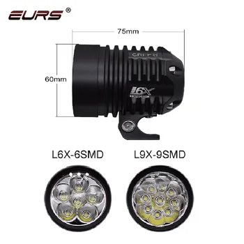 

EURS L6X L9X Super Bright Motorcycle 6led Headlight 9 LED Motorbike Spotlight headlamp Motor Spot Driving DC 12V 24V Head Lights