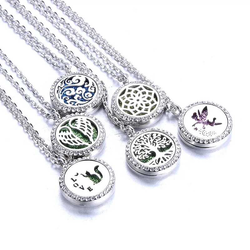 

2019 New Aromatherapy Necklace 18mm Silver Magnetic Locket Pendant Essential Oil Diffuser Jewelry Scent Perfume Necklace