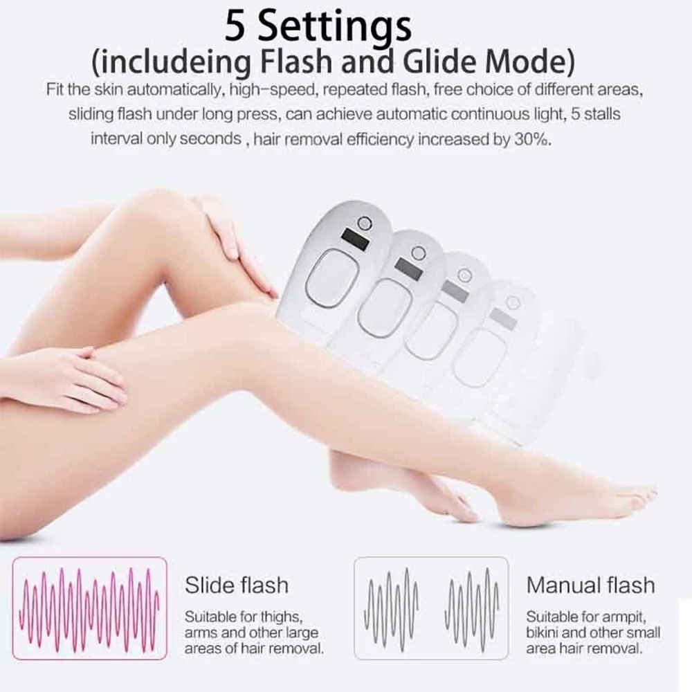 Aparelhos de Beleza Depilador Elétrico Feminino Laser Depilação Facial Corpo Barbeador Permanente Indolor 600000 Piscando Ipl 9 Depiladores