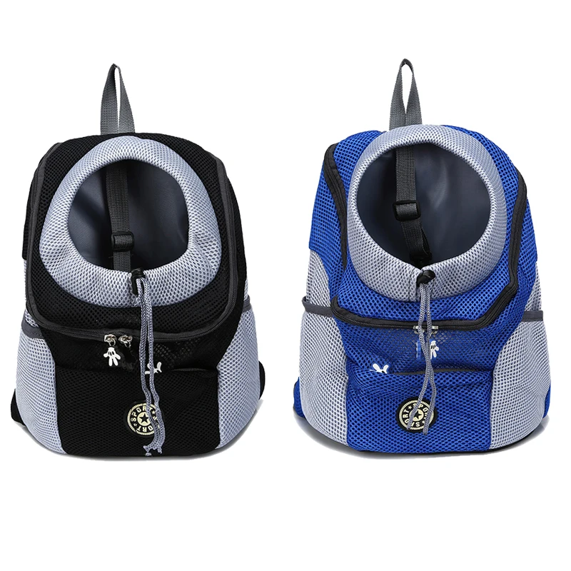 New Out Double Shoulder Portable Travel Backpack Outdoor Pet Dog Carrier Bag Pet Dog Front Bag Mesh Backpack Head