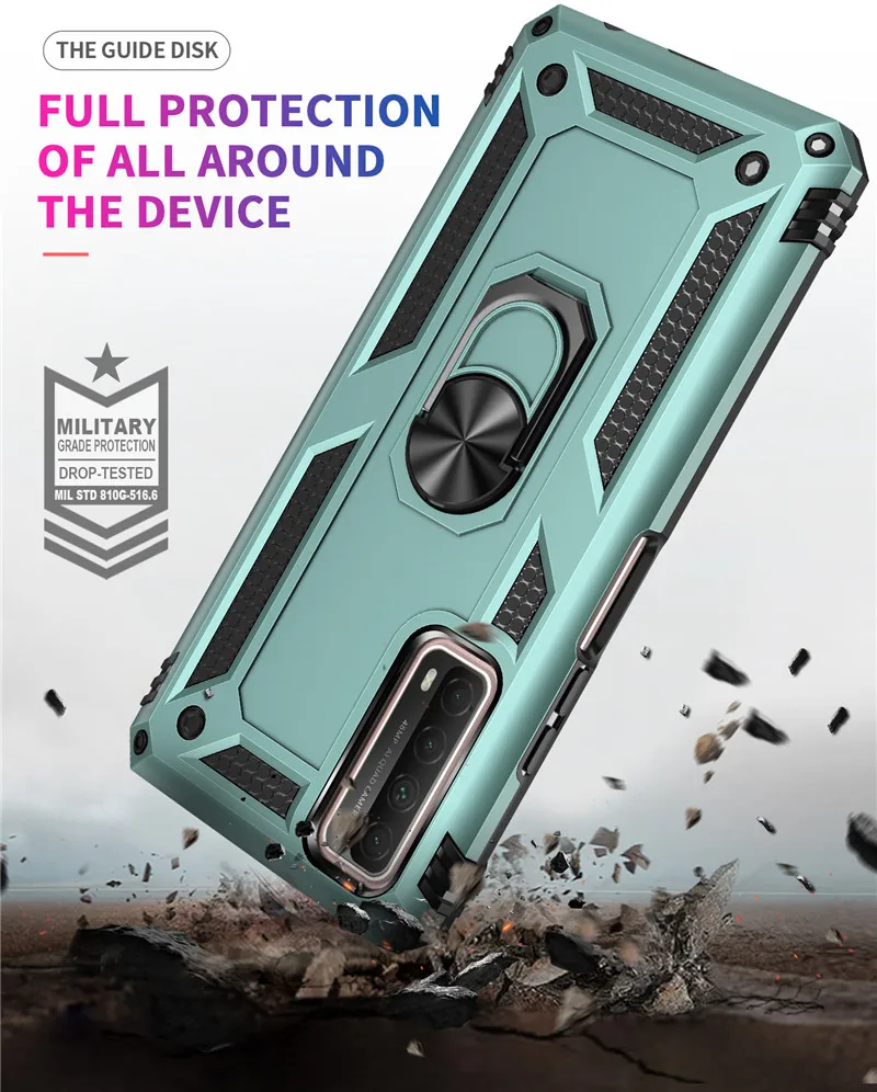 galaxy flip3 case עבור Huawei P חכם 2021 PSmart 2020 מקרה עמיד הלם מגנטי רכב מחזיק טבעת שריון מקרה עבור PSmart פרו 2019 P חכם Z Y7A Y9A galaxy z flip3 5g case