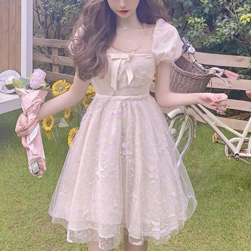 2021 Summer Sweet Solid Fairy Dress 
