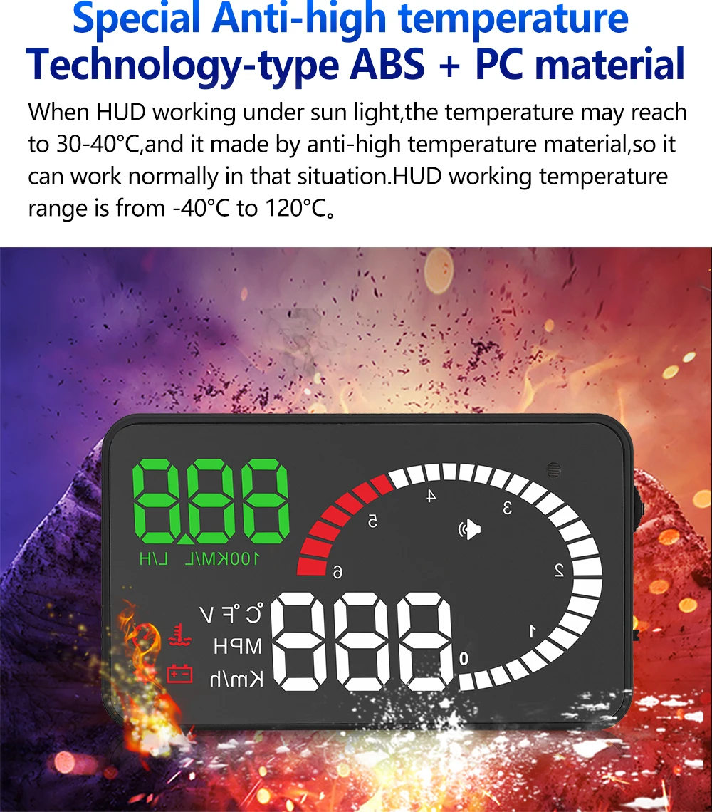 Hud OBD2 Car Speed Projector Windshield Projection X6 New Car Styling Electronics Tuning Cars Speed RPM Water Temperature Alarm