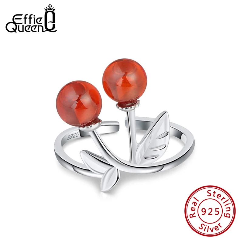 Effie Queen Кольца из 100% настоящего серебра 925 пробы гранат натуральный камень