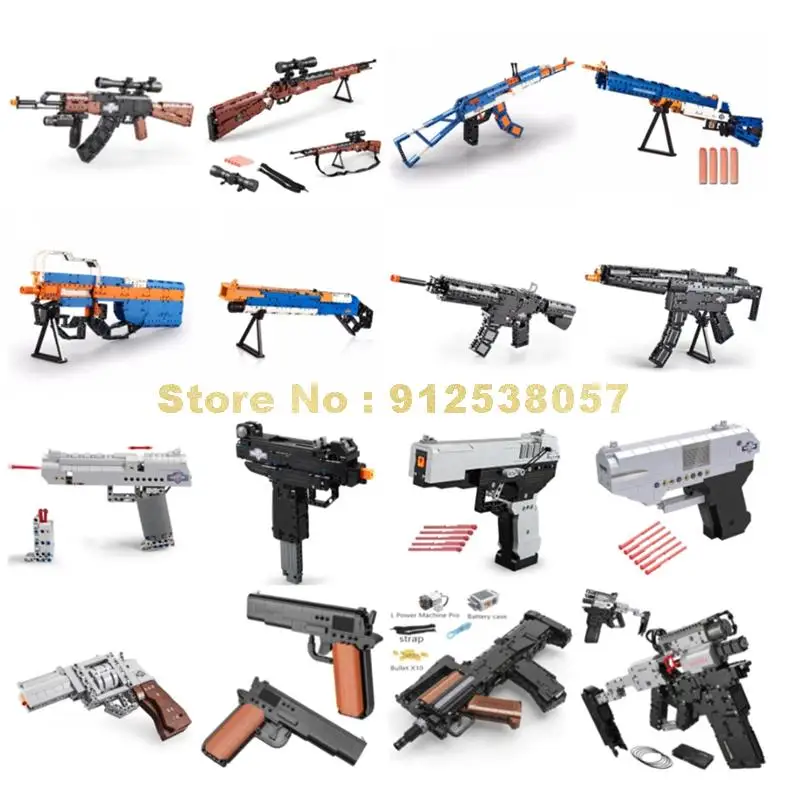 Military Weapon Gun Ak47 98k Uzi Assault Rifle P90 M4a1 Mp5 M1 Submachine Desert Eagle Pistol Building Blocks Toy | Игрушки и хобби