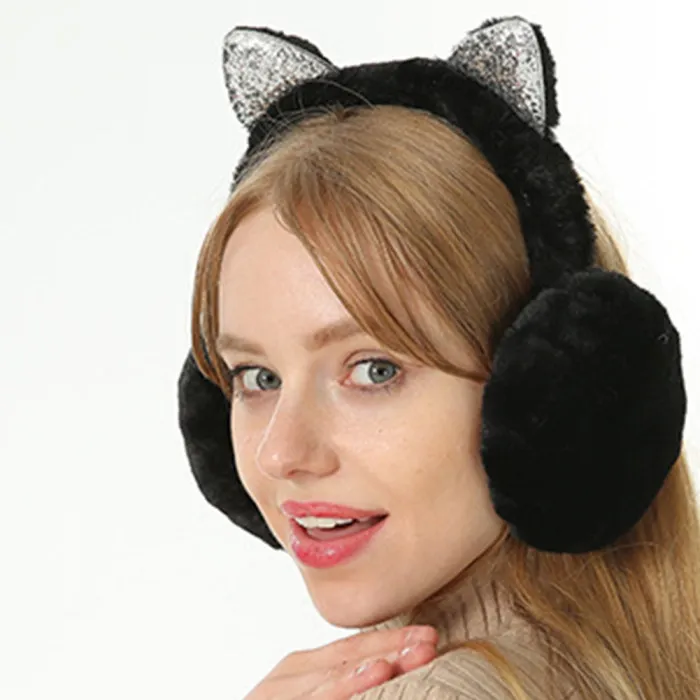 Новое поступление женские наушники Мультяшные кошачьи уши ветрозащитные теплые регулируемые наушники