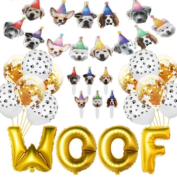 

1 Set of Pet Bithday Party Supplies Theme Party Decorative Latex Balloons Foil Balloon Cupcake Topper Paper Banner Pet Party Dog