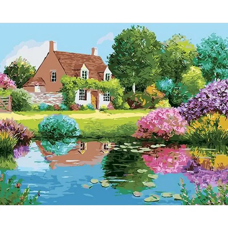 

RUOPOTY Painting By Numbers Beautiful DIY Brilliant summer Oil Paint Acrylic Paint By Numbers Landscape Coloring For Home Decors