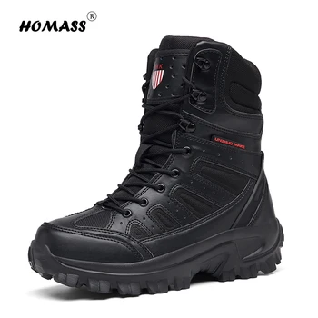 

Military Tactical Mens Boots Special Force Leather Waterproof Desert Combat Ankle Boot Army Work Men's Shoes Plus Size 39-47