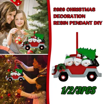 

2020Christmas Decorations Resin Pendant DIY Christmas Baby with mask by car New year Party Perfect gift Home Hanging Decoration