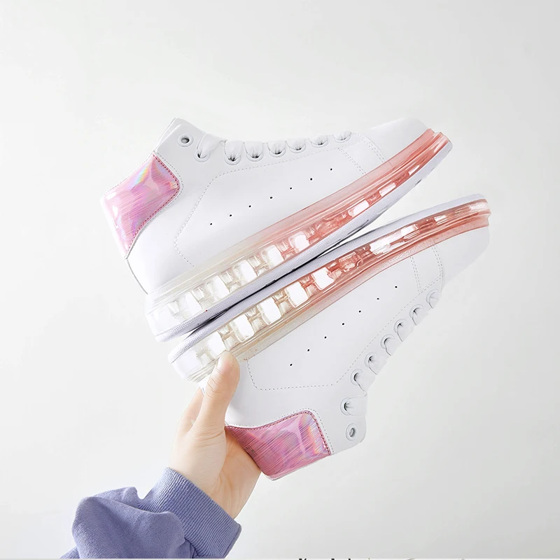 Fashion Pink Red Blue White Jelly Women Sneaker Casual Shoes High Upper Tenis Feminino Zapatos De Mujer Size 35-40 B992
