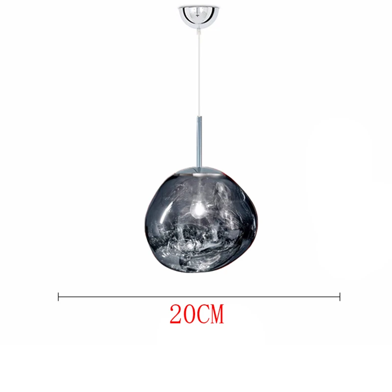 Silver 20CM Скандинавская стеклянная дизайнерская подвеска, освещение, кофейная стеклянная Подвесная лампа, для учебы, кухни, светильники, вилла, дуплекс, для квартиры, Подвесная лампа - Цвет корпуса: Silver 20CM