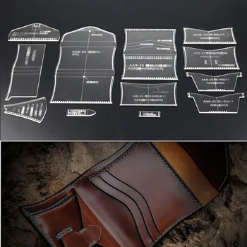 

DONYAMY 1 Set Clear Acrylic Template Set For Leathercraft Leather Pattern DIY Wallet Tool