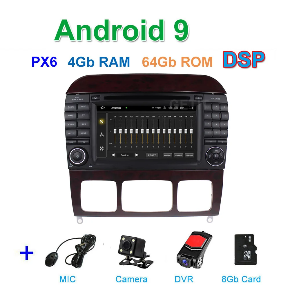 DSP 64G PX6 Android 9 Автомобильный DVD стерео радиоплеер gps для Mercedes Benz S Class W215 W220 S320 S400 S420 S430 S280 S350 - Цвет: DSP PX6 CAM DVR SD