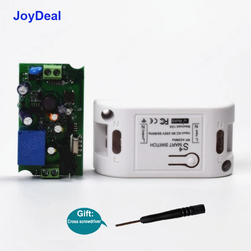 JoyDeal 433 МГц 86 Тип Портативный вкл/выкл Беспроводной Выключатель Света RF дистанционное управление AC 110 В 220 в приемник умный настенный переключатель панели - Цвет: 1 Receiver Only