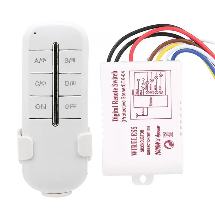 1/2/3/4 Ways ON/OFF AC180 240V 1000W беспроводной приемник света RF пульт дистанционного