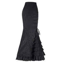 Винтажная длинная юбка-русалка, асимметричная Цветочная расцветка, оборки, пэчворк, шнуровка, роскошные макси юбки с высокой талией