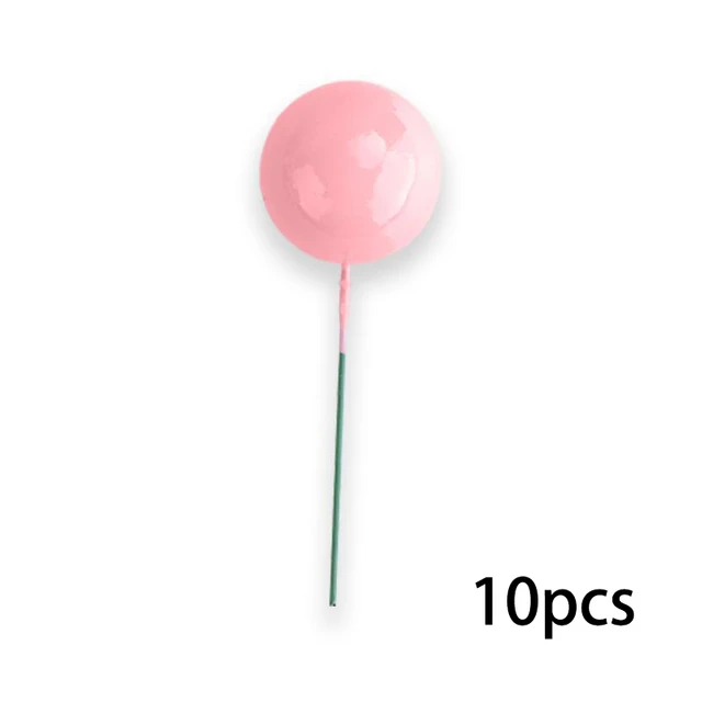 10pcs Ball Cake Toppers Birthday Party Cupcake Topper Christmas Tree Decor Ornament Baby Shower Party Supplies Cake Decoration Pink