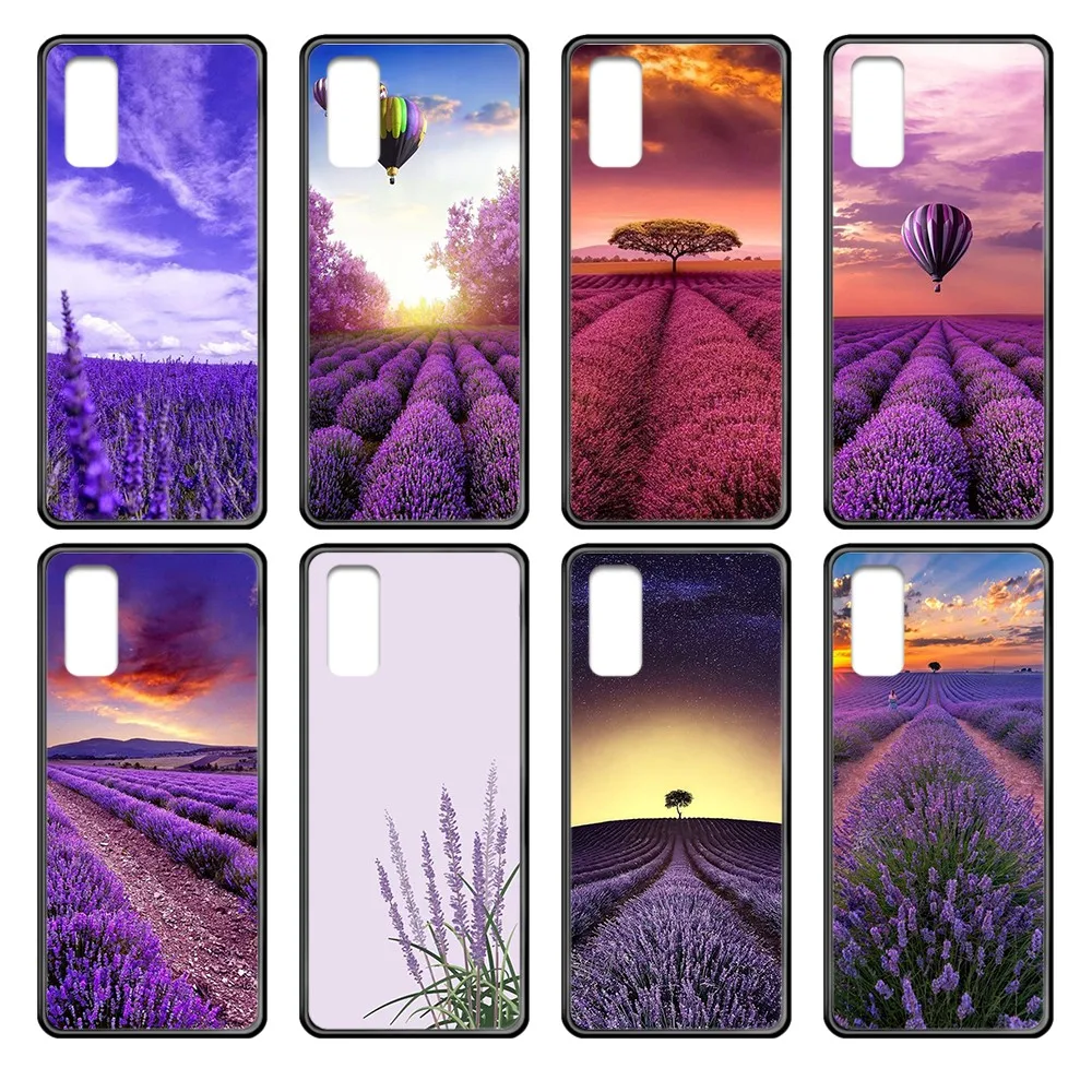 Цветы фиолетовый Лавандовый 3D чехол Etui черный для телефона Корпус Samsung Galaxy J S 3 4 5 6