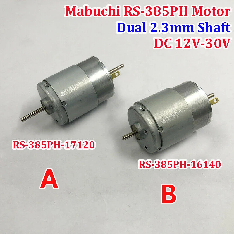 Фото Оригинальные MABUCHI RS-385PH-17120/16140 электродвигатель DC12V 18V 24V 30V Высокая Скорость высокий крутящий момент с двойным валом для автомобильных кабельных систем масляного насоса №2
