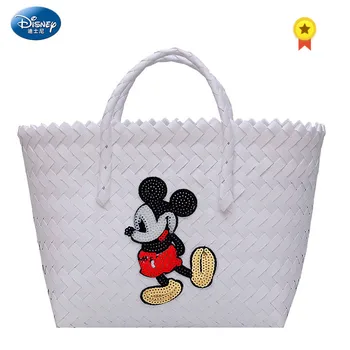 

Disney's New Mickey Minnie Dish Basket Simple Woven Straw Bag Ladies Hand Bag Beach Vacation Bag Fashion Shopping Handbag