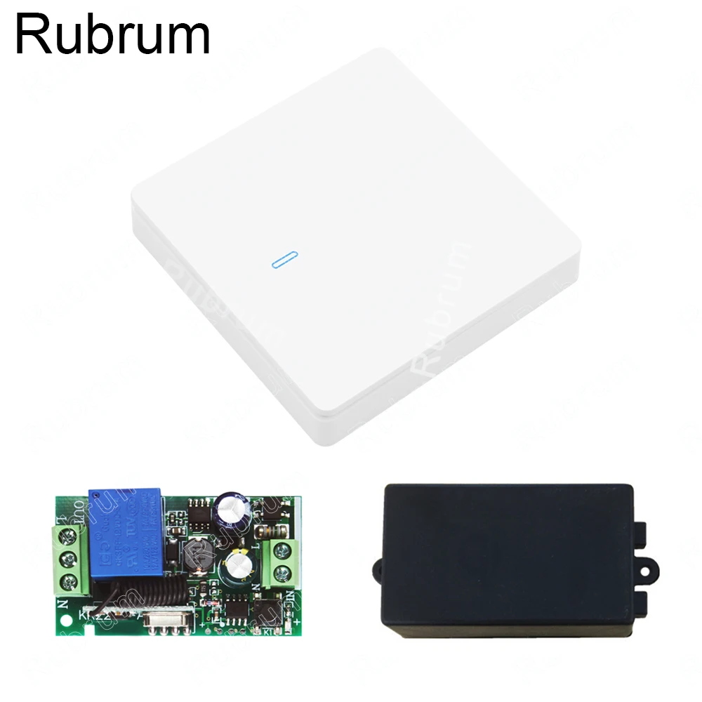 

Rubrum 433 Mhz Wireless RF Wall Panel Transmitter and AC 110V 220V 1 CH Remote Control Switch Relay Receiver Hall Bedroom Light