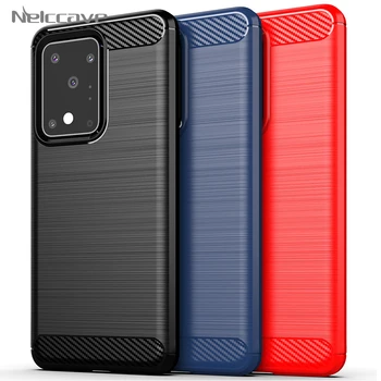 

50Pcs Carbon Fiber Silicone Case For Samsung S20 Ultra S10 Plus S9 S8 S7 S6 Edge Note 20 Pro 10 Lite 9 8 Anti-Fingerprint Cover