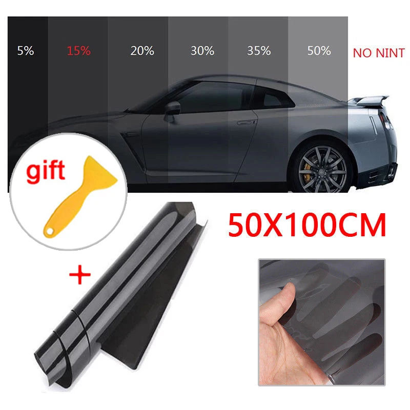 Тонировочная пленка на окно 15% VLT рулон черного цвета для дома и автомобиля 50x100 см наклейка