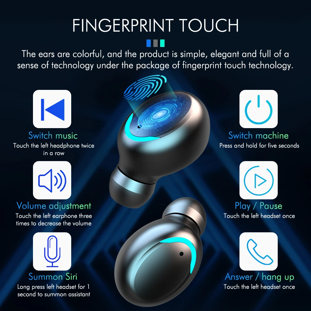 MLHJ TWS Bluetooth 5 0 Earphones 2200mAh Charging Box Wireless Headphones 9D Stereo Waterproof Earbuds Headsets With Microphone