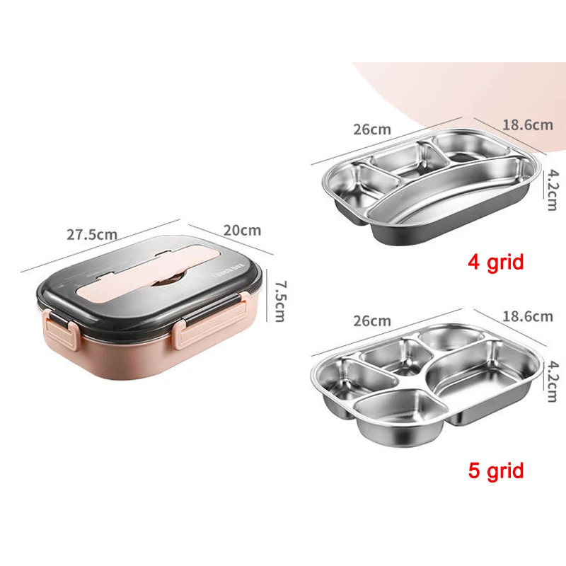 Ланч-бокс из нержавеющей стали, флип-контейнеры для приготовления пищи, мультисетки для хранения для студентов HKS99