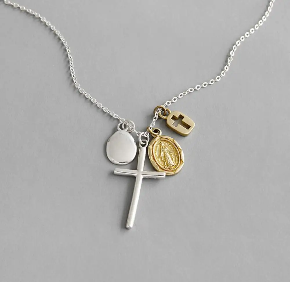 925 Sterling Silver Cross Virgin Mary Necklace Jewelry A2834 | Украшения и аксессуары