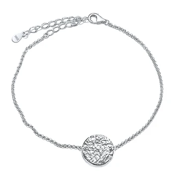 

925 sterling silver personalized name custom silver color circle handmake bangle thump effect bracelet chain for Women Jewelry
