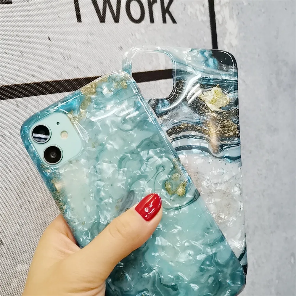 Глянцевый мраморный чехол для iphone XR, чехол с блестящим рисунком раковины, силиконовый чехол для iphone 6S 7 8 Plus X XR XS Max 11 Pro, чехол 11