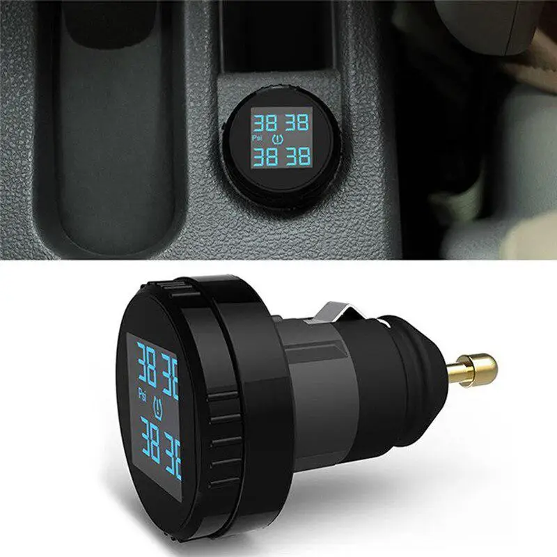 

Professional Car Tire Pressure Monitor System Sensor TPMS Cigarette Lighter 4 External Sensor LCD Wireless Monitoring Tire
