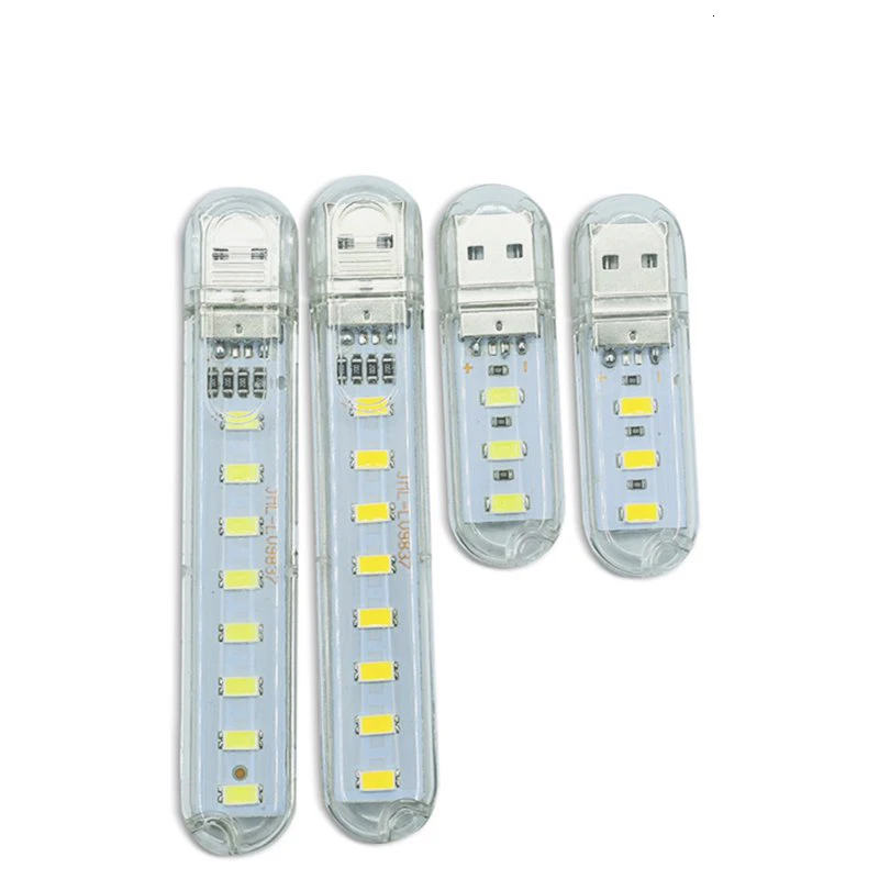 LED Night Light Mini USB Book Light Portable USB LED Light Power Bank For Power Computer Laptop Night Lighting Notebook 3/8 LEDs