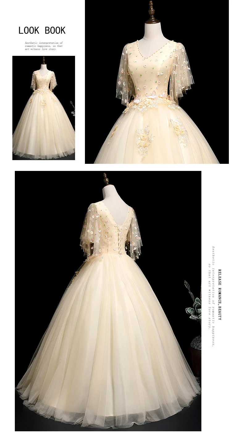 Платья с короткими рукавами, v-образным вырезом, яркого цвета, Robe De Soiree Vestidos De 15 Anos Quinceanera Dress Quinceanera-mekko