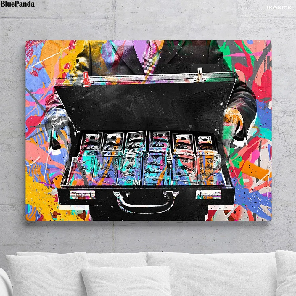 Briefcase Money Abstract Canvas Poster Minimalist Art Painting all Picture Print Living Room Bedroom Decoration | Дом и сад