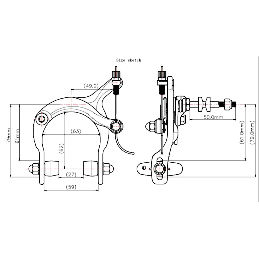 

Bicycle Brake Dual Pivot Road Bike Aluminum Alloy Side Pull Caliper Front Brake Replacement - Black