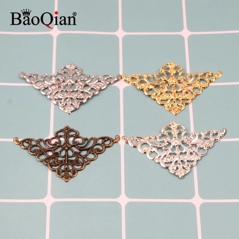 40Pcs 32x50mm Triangle Filigree Crafts Hollow Scrapbooking Embellishments For DIY Crafts Gift Box Decoration Ornaments